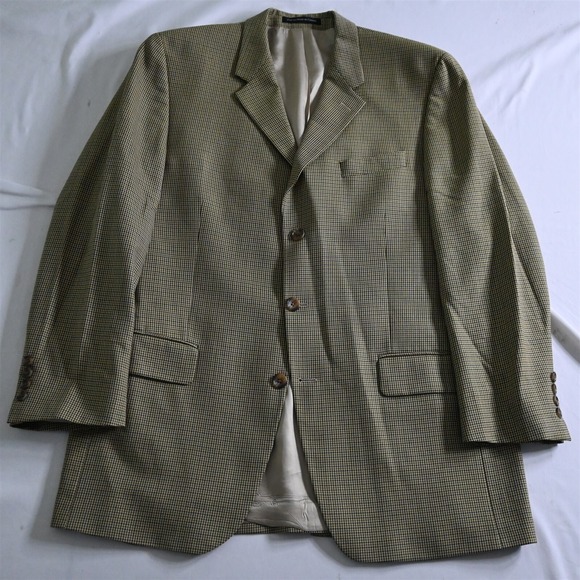 Harold Powell 43L 44L Yellow Gold Houndstooth Mens Blazer Sport